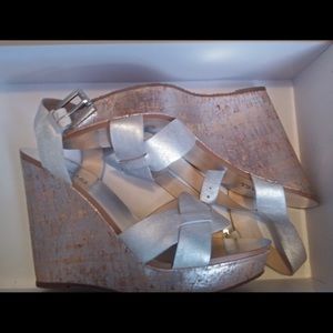 Michael kors amber wedge heels silver